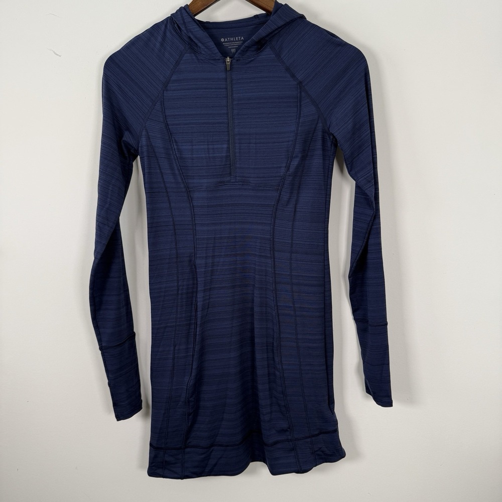 Athleta Dress Sport Athletic Long Sleeve Navy Stretch Hooded Zipper Casual XXS